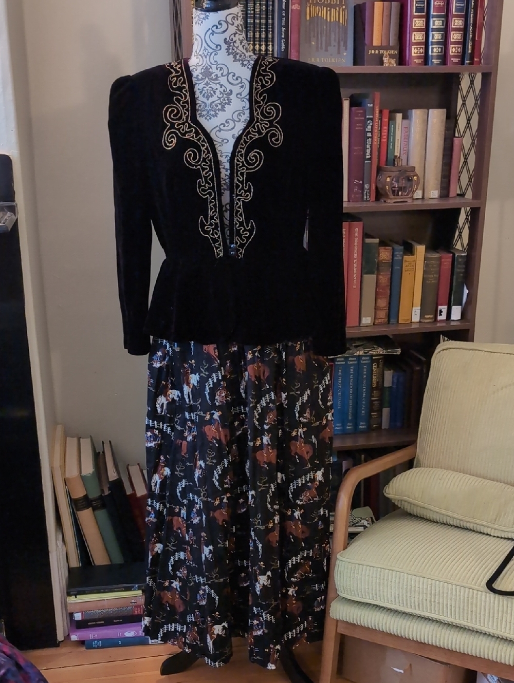 Vintage Black Velvet Peplum Blazer